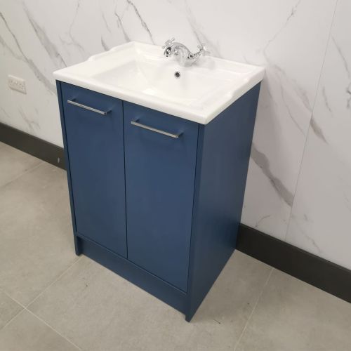 Josef Martin Urbano 600mm Floorstanding Vanity Unit &amp; Traditional Basin - Sea Blue (16276)