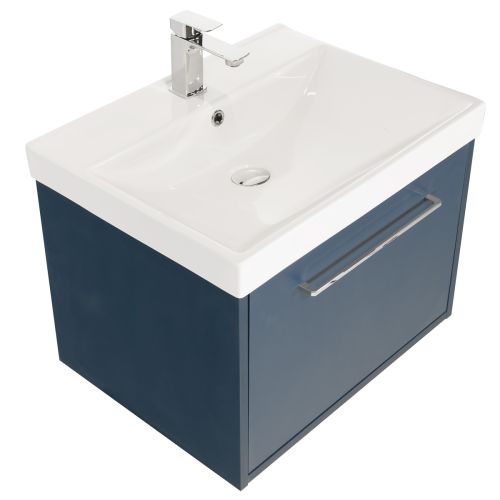 Josef Martin Urbano 600mm Wall Mounted 1 Drawer Vanity Unit & Basin - Sea Blue