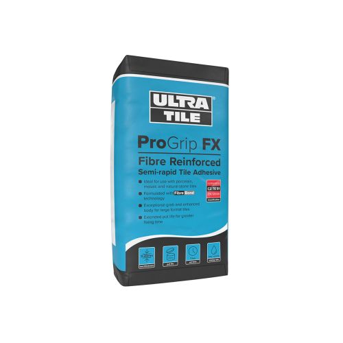 UltraTile Pro Grip Semi-Rapid S1 Flexible Fibre Tile Adhesive - 20kg - White
