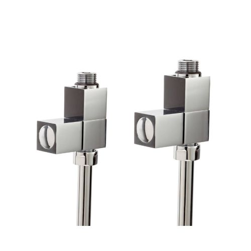 Phoenix Square Straight Designer Radiator Valves - Chrome (6595)