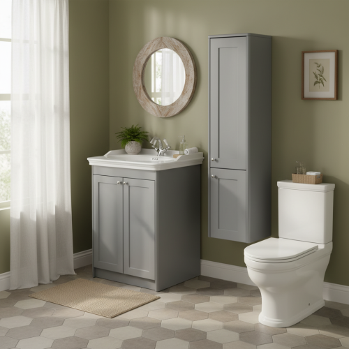Victoriana Traditional Stone Grey Floorstanding Vanity Bundle