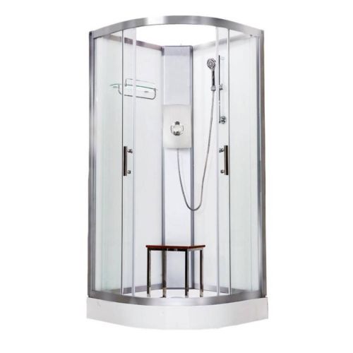 Vidalux Pure Electric 800mm Shower Cabin White - Gun Metal 8.5KW (11638)