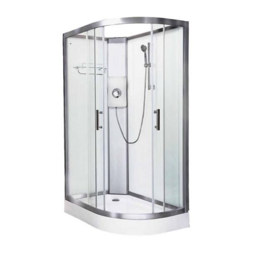 Vidalux Pure Electric 1200mm Shower Cabin Left Hand White - Gun Metal 9.5KW (11595)