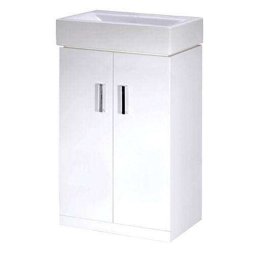 Eden Cloakroom Floorstanding Vanity Unit & Basin - Gloss White (9911)