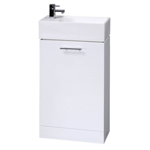 Eden Mini Cloakroom Floorstanding Vanity Unit & Basin - Gloss White (9910)