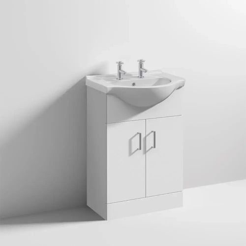 Verona 550mm Floorstanding Vanity Unit & Basin - Gloss White (20588)