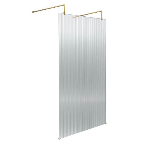 Hudson Reed 1000mm Fluted Wetroom Screen with Arms & Feet - Brushed Brass