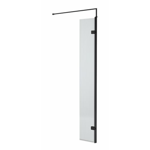 Hudson Reed Fluted 300mm Wetroom Swing Screen - Black (20732)