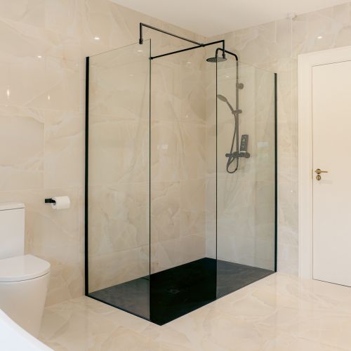 Hudson Reed 1000mm Wetroom Screen & Support Bar - Matt Black (20735)