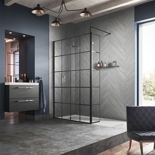 Hudson Reed 1100mm Framed Wetroom Screen - Matt Black