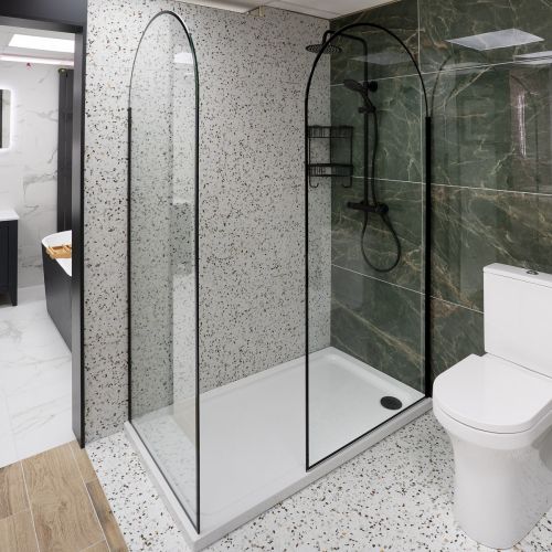 Hudson Reed 800mm Arched Wetroom Screen - Matt Black (18808)