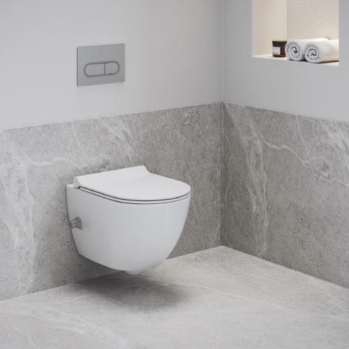 Uni Chrome RimOff Toilet with Bidet Nozzle