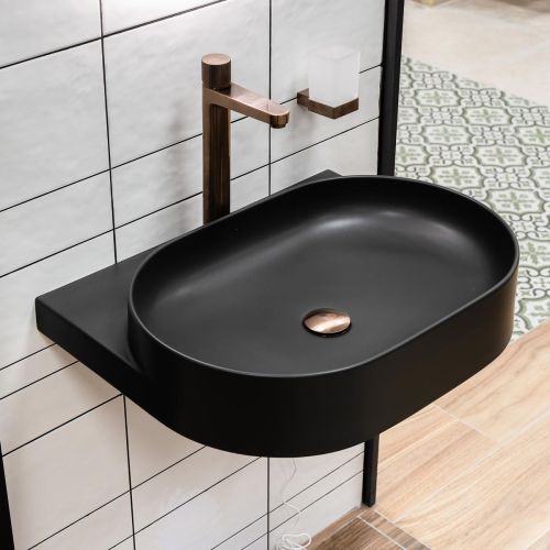 Ravak Yard 600mm Ceramic Washbasin - Matt Black (21402)