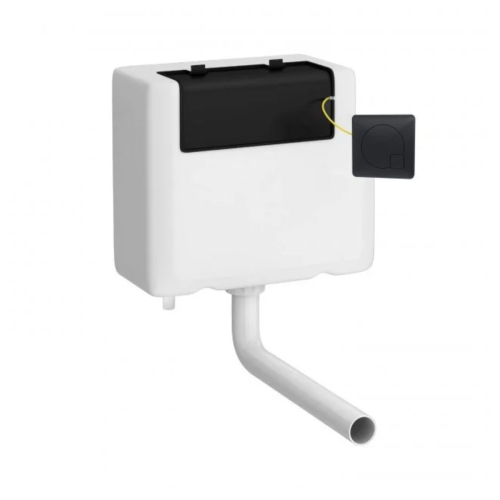Nuie Dual Flush Cistern & Square Push Button - Black (13581)