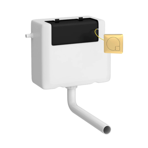 Nuie Universal Access Cistern & Brushed Brass Square Flush Plate
