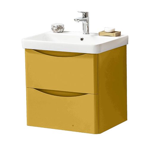 Happi 600mm Wall Mounted Vanity Unit & Basin Yellow Pink (12333