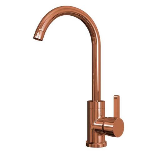Olona Kitchen Mixer Tap with Swan Neck & Swivel Spout Copper Finish