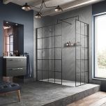 Hudson Reed 760mm Framed Wetroom Screen - Matt Black WRSF076 (10306)