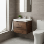 Baltimore 600mm Wall Mounted Vanity Unit & Basin - Chestnut (10931)
