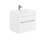 Milan 650mm 1 Drawer Wall Hung Vanity Unit & Basin - Gloss White (7922)