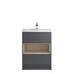 Hudson Reed Coast 600mm Floorstanding Vanity Unit & Slimline Basin - Gloss Grey CST876 (8054)