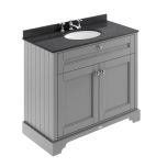 Hudson Reed Old London 1000mm Vanity Unit, Black Marbletop & 3 Tap Hole Basin - Storm Grey LOF279 (8549)