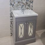 Josef Martin Shandon 600mm Floorstanding 2 Door Vanity Unit & Basin with Luna Front - French Grey Dark (12755)