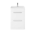 Hudson Reed Solar 600mm Floorstanding Vanity Unit & Polymarble Basin - Pure White SOL101 (8002)