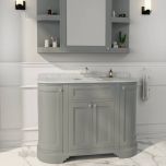 Kingsbury Classic Curved 1200mm Vanity Unit, Marble Worktop & Ceramic Basin - Grey (13502)